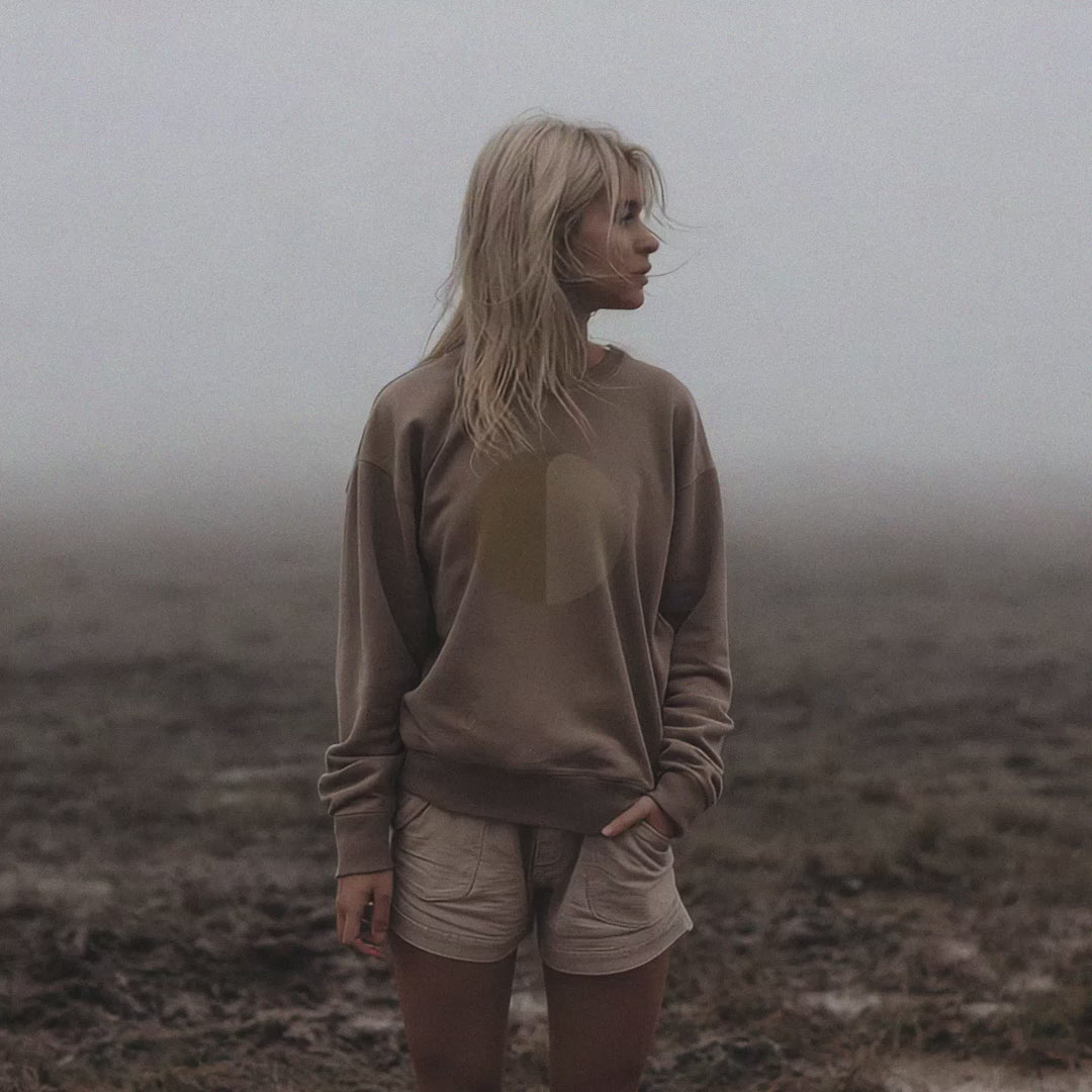 'Grounding' certified organic (relaxed) jumper – mutted brown (women) by Oldest Daughter